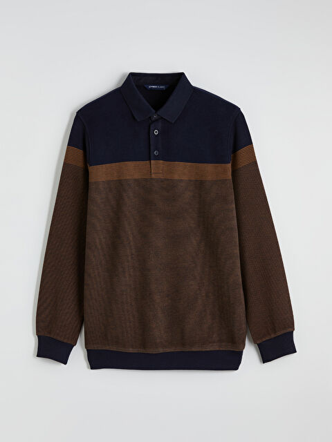 LCWAIKIKI Classic Polo Yaka Renk Bloklu Erkek Sweatshirt - S6O998Z8-LEV