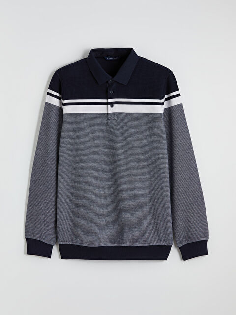 LCWAIKIKI Classic Polo Yaka Renk Bloklu Erkek Sweatshirt - S6O998Z8-LGS