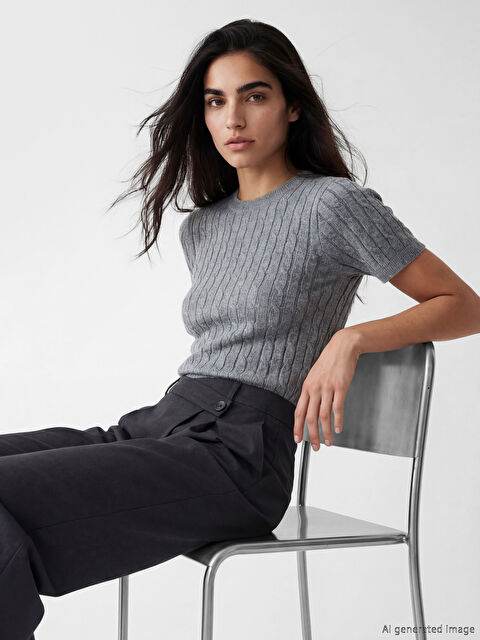 LCW Vision Bisiklet Yaka Kendinden Desenli Kadın Triko Kazak - S6OA04Z8-D3A