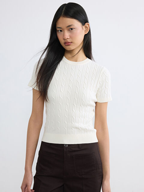 LCW Vision Bisiklet Yaka Kendinden Desenli Kadın Triko Kazak - S6OA04Z8-FDU