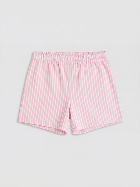 LCW Kids Beli Lastikli Çizgili Kız Çocuk Pijama Şortu