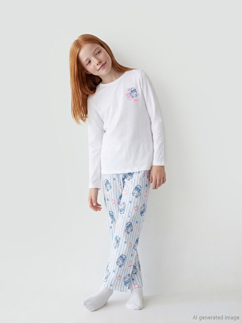 LCW Kids Stitch Baskılı Kız Çocuk Pijama Takım - S6OA75Z4-FDU