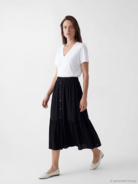 LCW Grace Beli Lastikli Dokulu Etek - S6OA77Z8-CVL