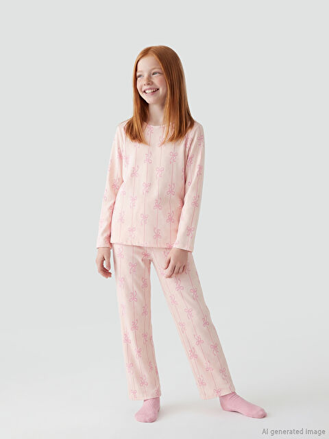 LCW Kids Fiyonk Baskılı Kız Çocuk Pijama Takım - S6OA79Z4-LSZ
