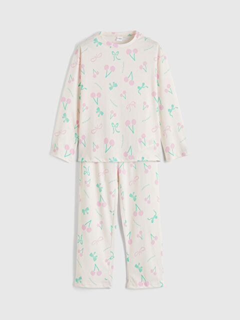 LCW Kids Bisiklet Yaka Desenli Kız Çocuk Pijama Takım - S6OA80Z4-LT6
