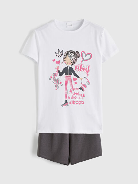 LCW Kids Baskılı Kız Çocuk Şortlu Pijama Takımı - S6OB00Z4-FDU
