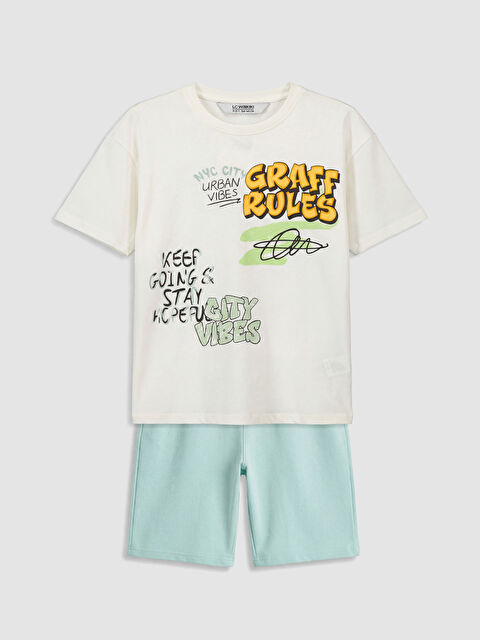 LCW Kids Baskılı Erkek Çocuk Tişört ve Şort - S6OB48Z4-R9J