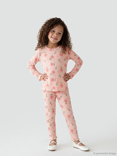 LCW Kids Çiçekli Kız Çocuk Pijama Takımı - S6OB91Z1-KTU