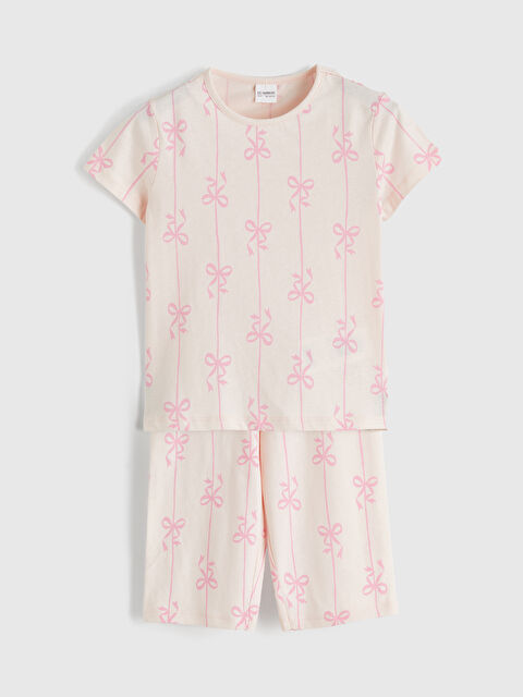 LCW Kids Fiyonk Desenli Kız Çocuk Şortlu Pijama Takımı - S6OB92Z1-LT4