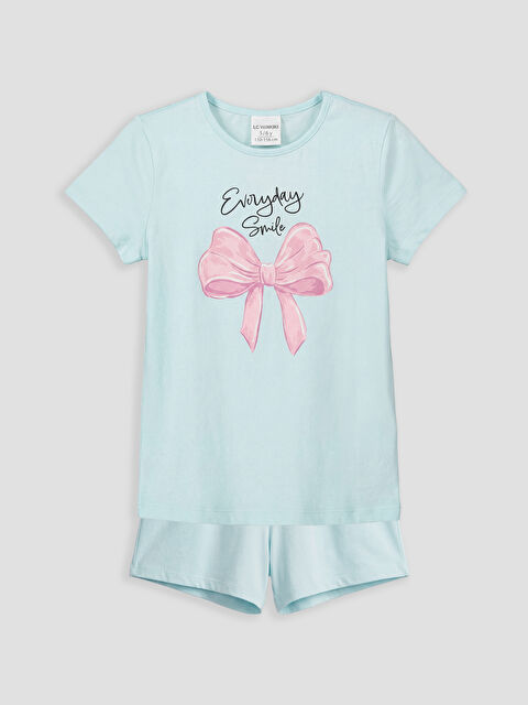 LCW Kids Bisiklet Yaka Kız Çocuk Şortlu Pijama Takımı - S6OB94Z1-QWV
