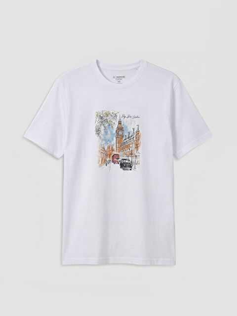 LCWAIKIKI Classic  Bisiklet Yaka London Baskılı Erkek Tişört - S6OC22Z8-Q6K