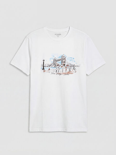 LCWAIKIKI Classic Bisiklet Yaka Londra Baskılı Erkek Tişört - S6OC24Z8-Q6K