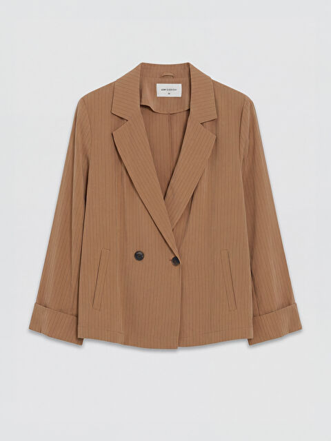 LCW EVERYDAY Kruvaze Yaka Çizgili Kadın Blazer Ceket