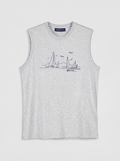 LCWAIKIKI Classic Bisiklet Yaka Baskılı Erkek Kolsuz Tişört