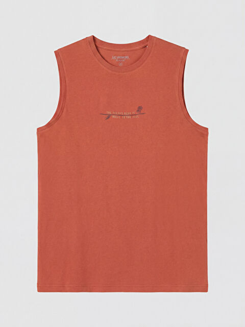 LCWAIKIKI Classic Bisiklet Yaka Baskılı Erkek Kolsuz Tişört