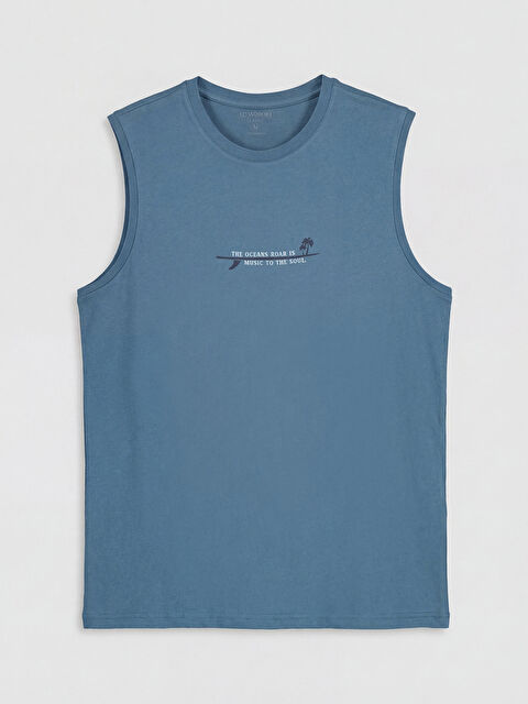 LCWAIKIKI Classic Bisiklet Yaka Baskılı Erkek Kolsuz Tişört