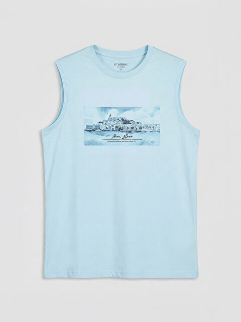 LCWAIKIKI Classic Bisiklet Yaka Ibiza Baskılı  Erkek Kolsuz Tişört - S6OC43Z8-KXU