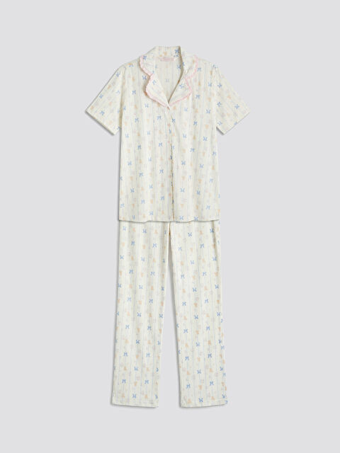 LCW DREAM Gömlek Yaka Desenli Hamile Pijama Takım