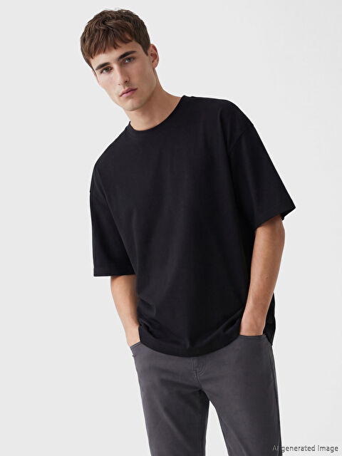 LCW Vision Bisiklet Yaka Penye Erkek Tişört - S6OC50Z8-CVL