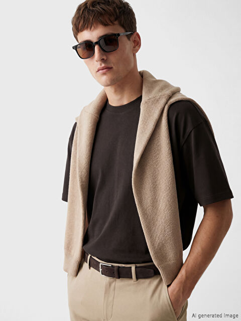 LCW Vision Bisiklet Yaka Penye Erkek Tişört - S6OC50Z8-HNM