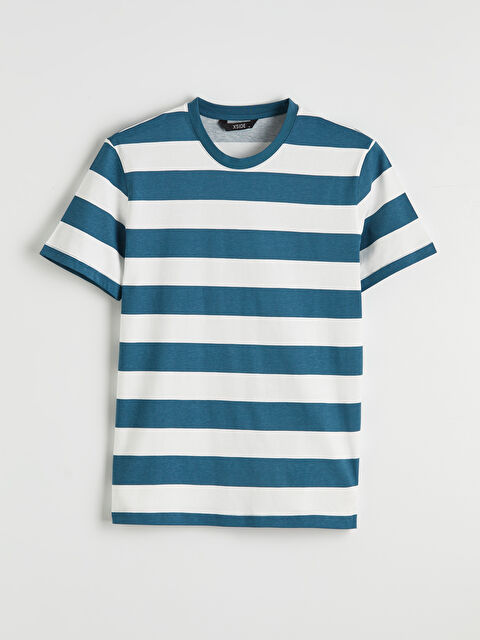 XSIDE Bisiklet Yaka Çizgili Penye Erkek Tişört - S6OC64Z8-LSY