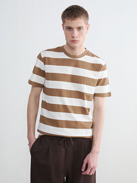 XSIDE Bisiklet Yaka Çizgili Erkek Penye Tişört - S6OC64Z8-LQX