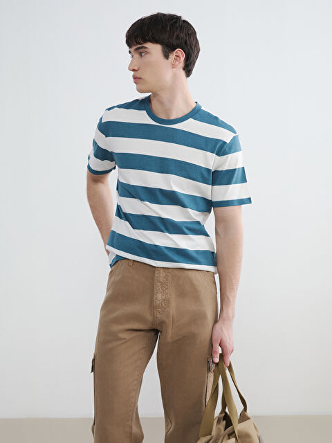XSIDE Bisiklet Yaka Çizgili Penye Erkek Tişört - S6OC64Z8-LSY