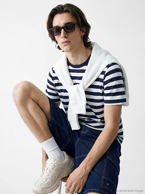 XSIDE Bisiklet Yaka Çizgili Erkek Tişört		
 - S6OC65Z8-LSJ