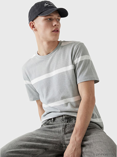 XSIDE Bisiklet Yaka Çizgili Erkek Tişört