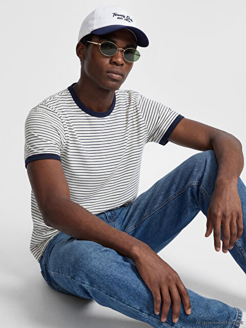 XSIDE Bisiklet Yaka Çizgili Erkek Tişört