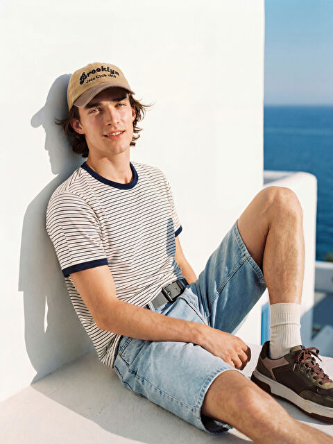 XSIDE Bisiklet Yaka Çizgili Erkek Tişört