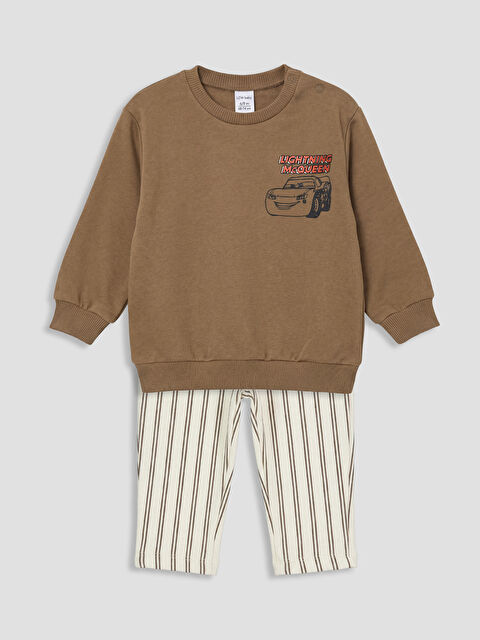 LCW baby Cars Baskılı Erkek Bebek Sweatshirt ve Pantolon - S6OC74Z1-H00