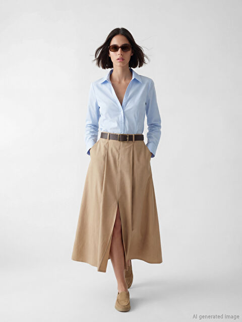 LCW Vision Beli Kemerli A Kesim Pileli Etek - S6OC93Z8-3SU