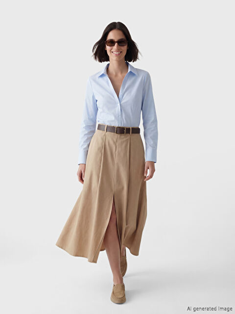 LCW Vision Beli Kemerli A Kesim Pileli Etek - S6OC93Z8-3SU