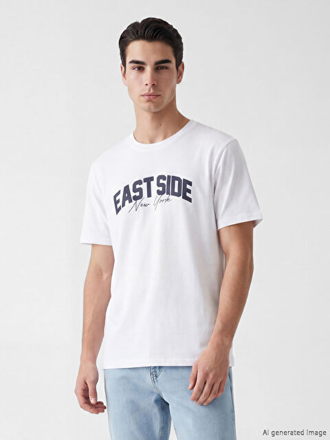 XSIDE T-shirt en jersey à col rond New York imprimé pour homme
