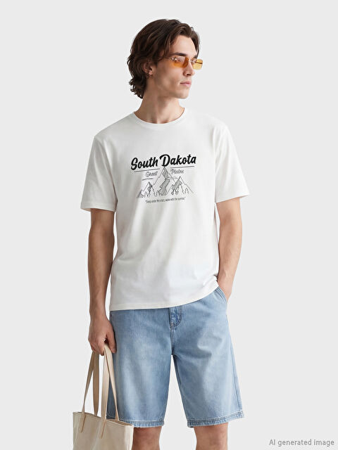 XSIDE T-shirt en jersey à col rond imprimé pour homme