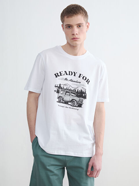 XSIDE تي شيرت رجالي مطبوع بكول مدور - S6OD13Z8-Q6K