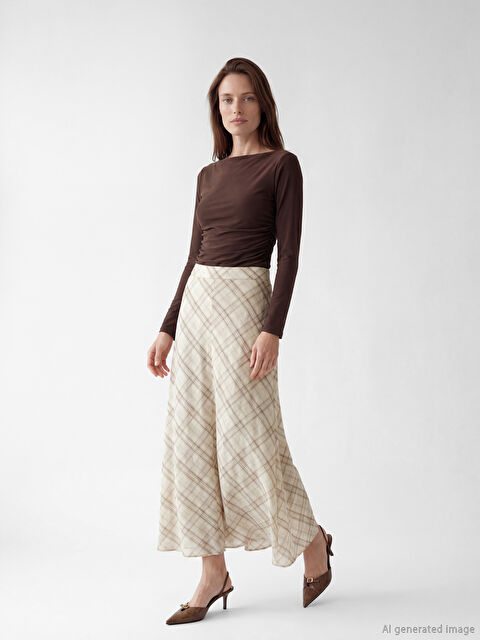 LCW Grace Beli Lastikli Ekose A Kesim Etek - S6OD25Z8-LRA