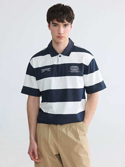 XSIDE Polo Yaka Çizgili Penye Erkek Tişört