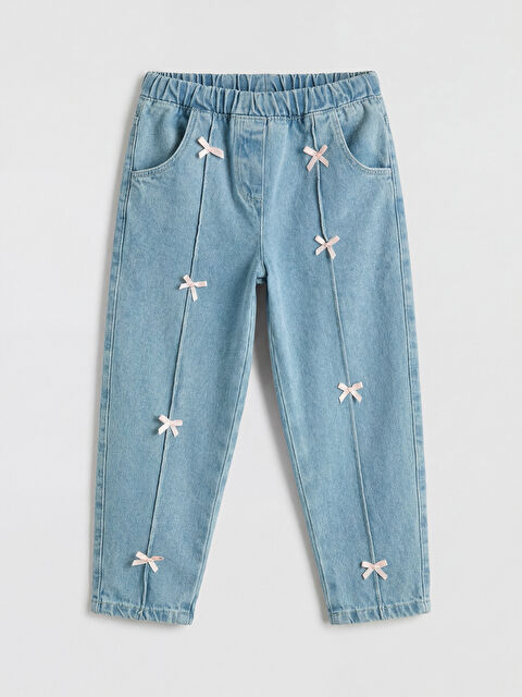 LCW Kids Loose Fit Fiyonk Detaylı Kız Çocuk Jean Pantolon - S6OD43Z1-507