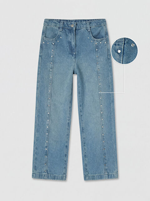 LCW Kids Taşlı Kız Çocuk Jean Pantolon