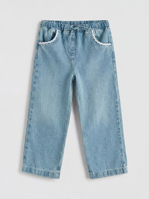 LCW Kids Kız Çocuk Beli Bağcıklı Jean Pantolon - S6OD45Z1-311