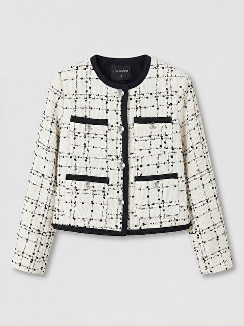 LCW Modest Bisiklet Yaka Ekose Kadın Tüvit Ceket - S6OD52Z8-EEW