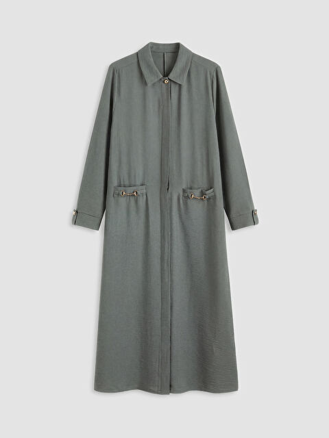 LCW Grace Gömlek Yaka Keten Görünümlü Ferace - S6OD53Z8-V3T