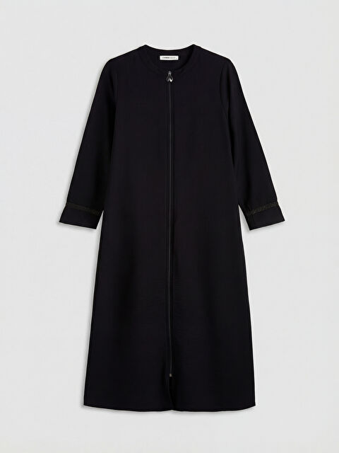 LCW Grace Bisiklet Yaka Keten Görünümlü Kadın Ferace - S6OD56Z8-CVL