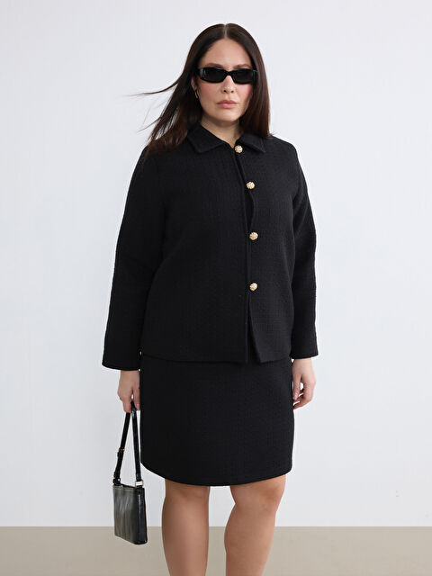 Soulife Büyük Beden Beli Fermuarlı Mini Tüvit Etek - S6OD87Z8-CVL