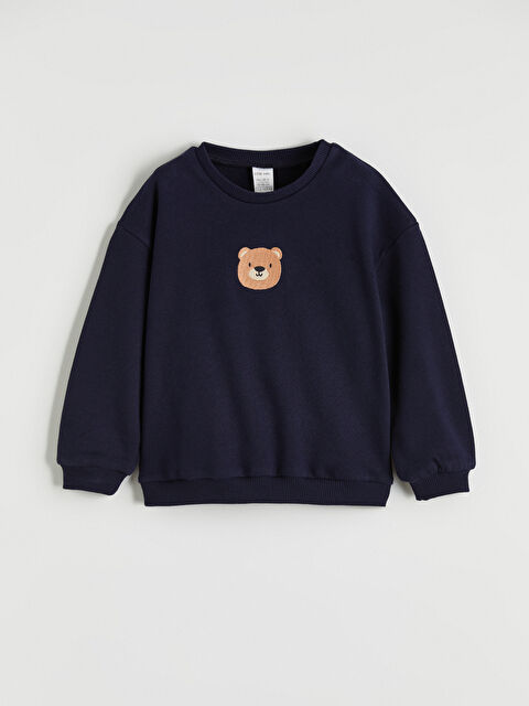 LCW baby Bisiklet Yaka Nakışlı Erkek Bebek Sweatshirt - S6OD88Z1-HKF