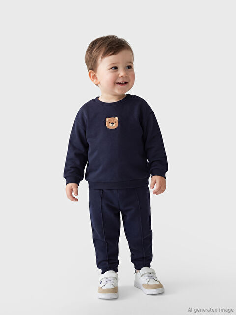 LCW baby Ayıcık Nakışlı Erkek Bebek Sweatshirt ve Eşofman Altı - S6OD90Z1-HKF
