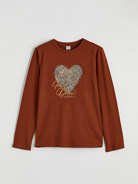 LCW Kids Bisiklet Yaka Baskılı Kız Çocuk Tişört - S6OE13Z4-KYS