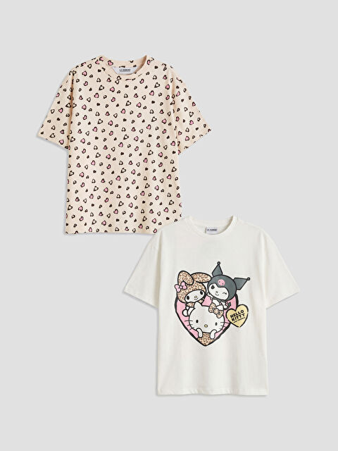 LCW Kids Hello Kitty Baskılı Kız Çocuk 2'li Tişört - S6OE36Z4-R9J